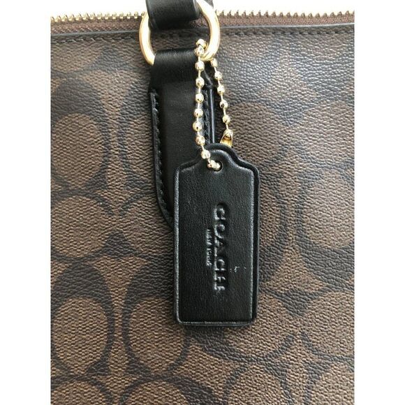 Coach Handbag Tote Bag Brown Zip Top Signature PVC Leather D1822 F29208 - Picture 6 of 7